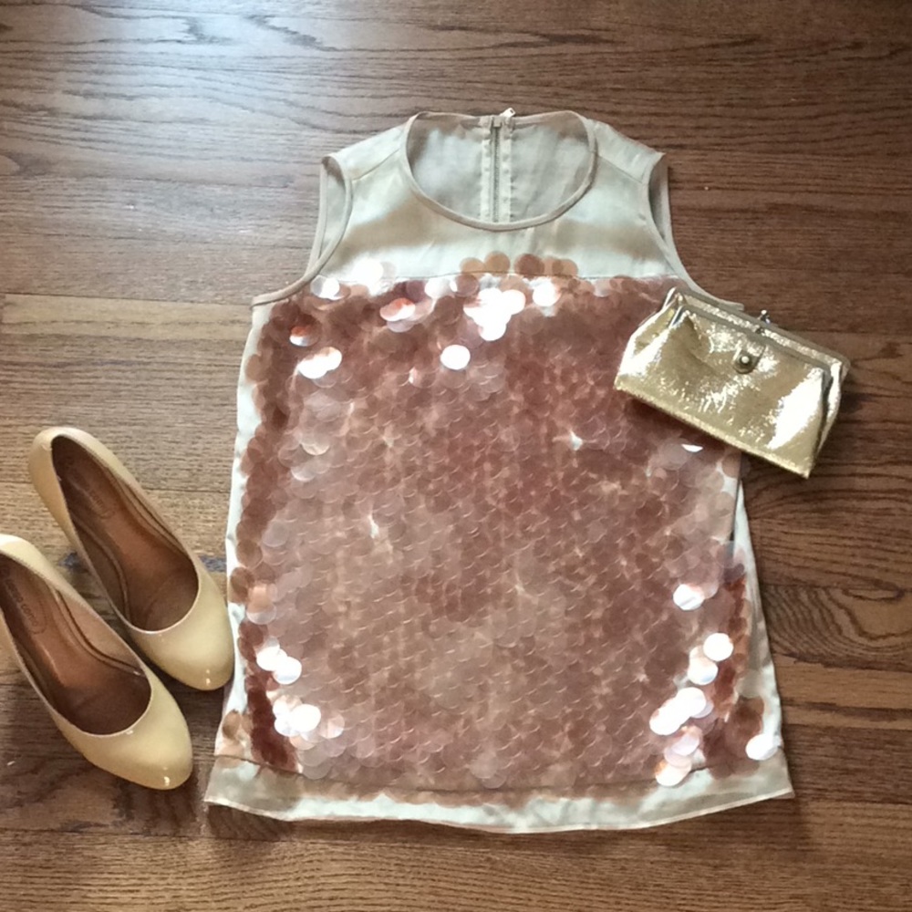 Ann Taylor silk sleeveless blouse w/ sequined trim
